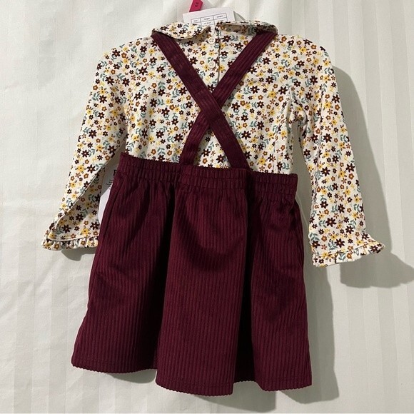 Wonder Nation Baby Girl Pinafore Dress Set 3-Piece Size 18M - Picture 5 of 6